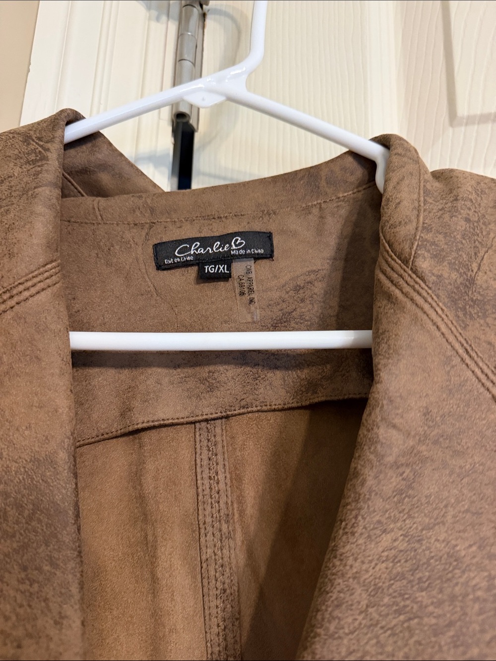 CHARLIE B Brown Faux Suede Jacket - TG/XL